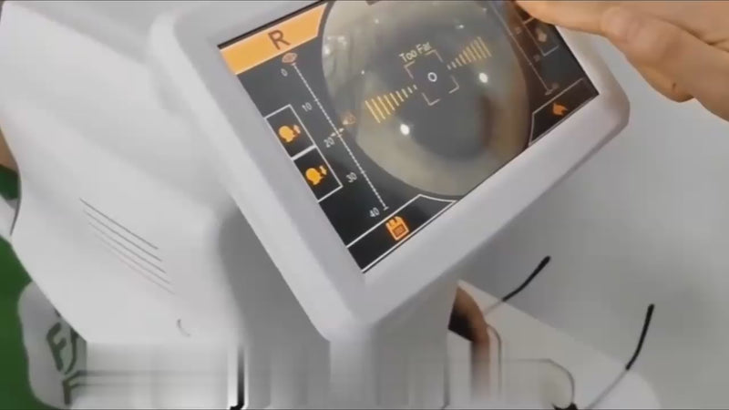 DrTono Tenso Station non-contact tonometer has guided alignment with safety distance control.